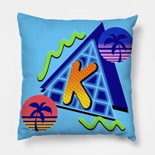 Initial Letter K - 80s Synth Pillow