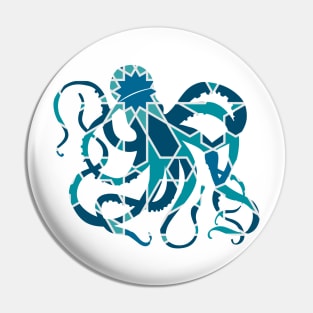 Great Octopus Silhouette with Pattern Pin