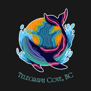 Telegraph Cove BC Colorful Abstract Indigo Whale T-Shirt