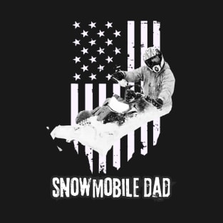 American flag Snowmbile Dad T-Shirt