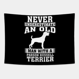 Never Underestimate an Old Man with Parson Russell Terrier Tapestry