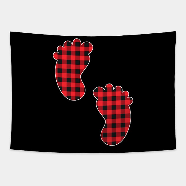 Baby Feet Red Plaid Buffalo Gift Christmas Tapestry by Nancie