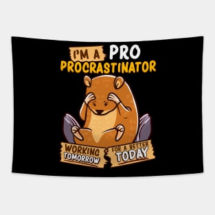 Cute & Funny I'm a Pro Procrastinator Hamster Pun Tapestry