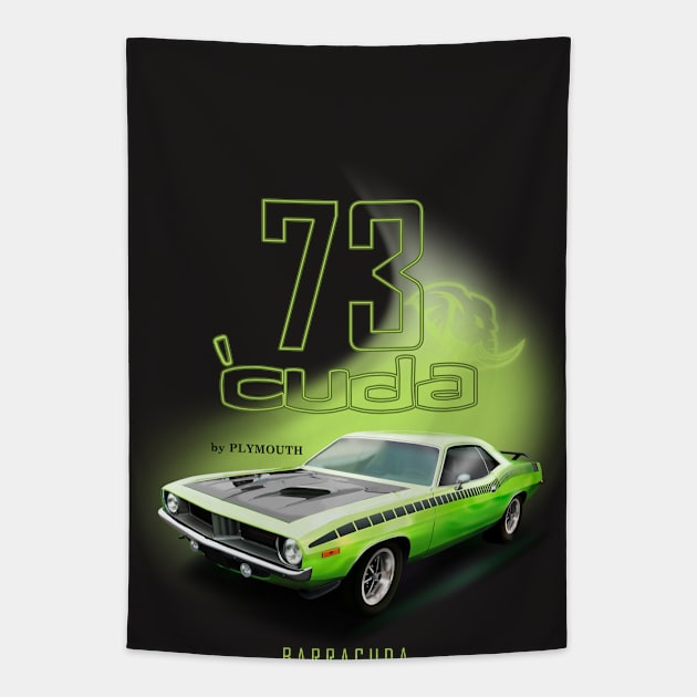 Cuda Plymouth 1973 Tapestry by hardtbonez