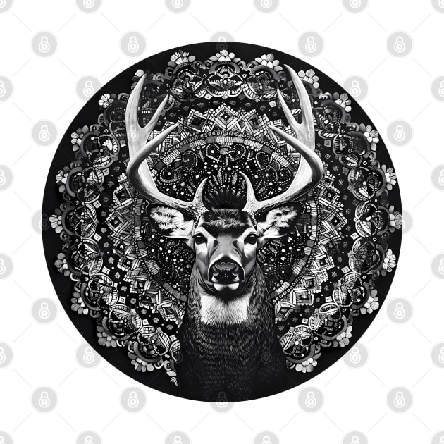 Mandala - Deer Black by aleibanez