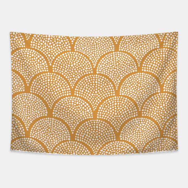 Japanese Fish Scales / Golden Texture Tapestry by matise