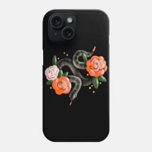 Snake with roses Phone Case