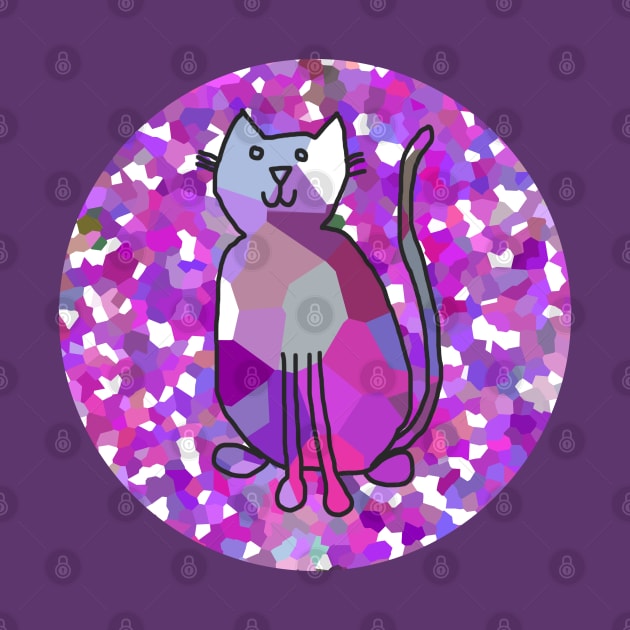 Cat on Purple Circle by ellenhenryart