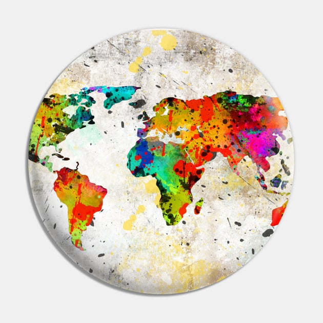 World map Pin by RosaliArt