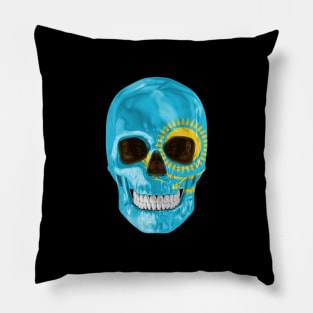 Kazakhstan Flag Skull - Gift for Kazakhstani With Roots From Kazakhstan Pillow