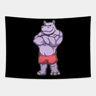 Hippo as Bodybuilder extreme Tapestry