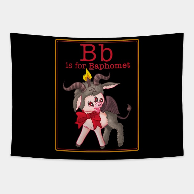 Letter B is for a Cute Baphomet card Satanic game Tapestry by Juandamurai
