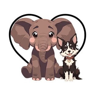 Elephant and Dog Friends T-Shirt