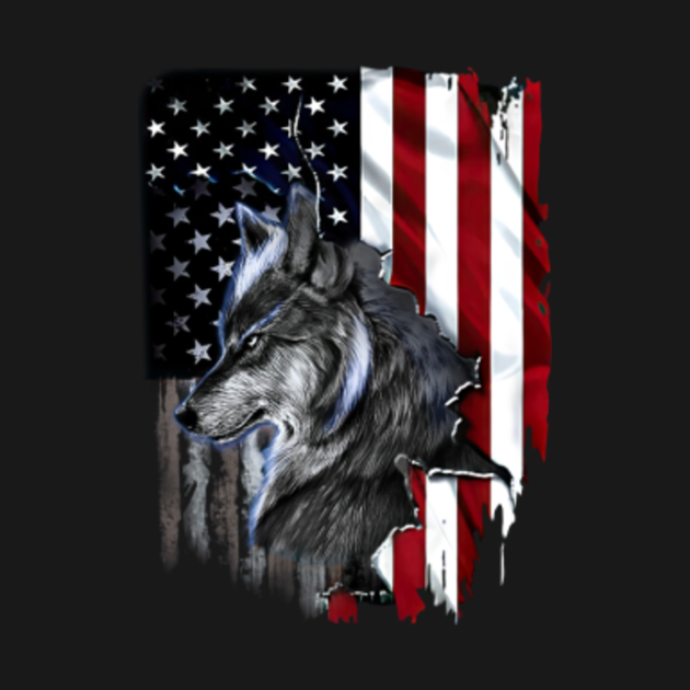 Wolf American Flag - Wolf American Flag Vintage Independence - T-Shirt ...