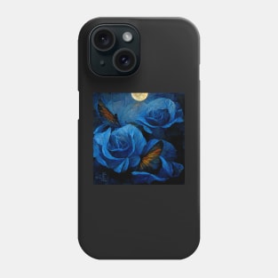 Butterfly at Blue Roses Phone Case