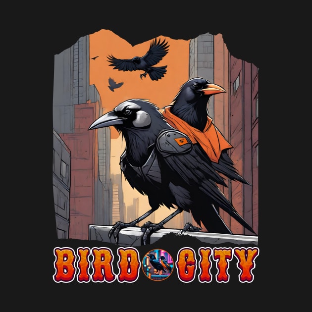 BIRD CITY BALTIMORE RAVEN AND ORIOLES OVER VIEW THE TOWN DESIGN by The C.O.B. Store