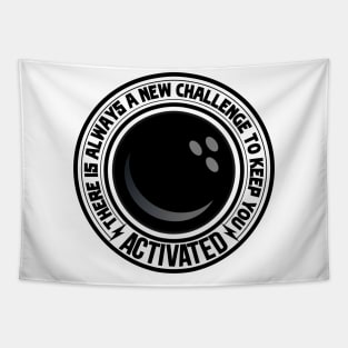 Black bowling players ball with saying text Tapestry