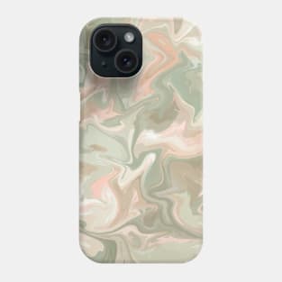 Silver Sage Silk Marble - Light Sage Green, Peach, and Off White Liquid Paint Pattern Phone Case