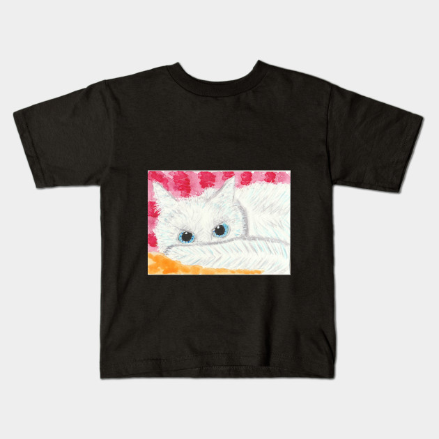 White Cat Blue Eyes Cat Painting Kids T Shirt Teepublic