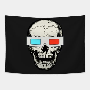 SKULL WITH 3D GLASSES Tapestry