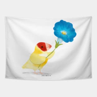 Finch Bird with Morning Glory Flower Tapestry