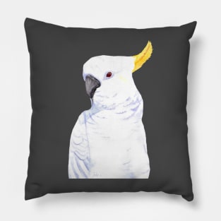 sulphur-crested cockatoo watercolor Pillow