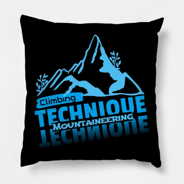 Climbing Technique Mountaineering | Blue Pillow by rizwanahmedr