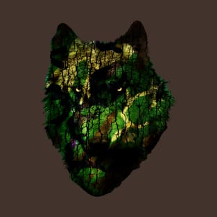 Wolf Head Weathered Graphic Camouflage Print T-Shirt