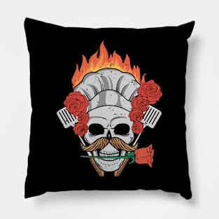 Skull Cooking Vintage Chef Pillow