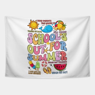 Last Day Of School Groovy School's Out For Summer Teacher Kid Tapestry