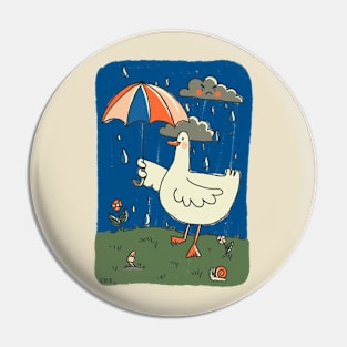 Umbrella Duck in the Rain Pin