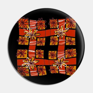 Mazipoodles Creative Floral Check Burnt Orange Pin