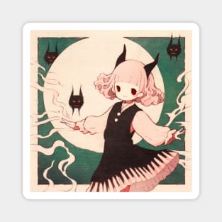 Paper Illustration of Devil Girl Magnet