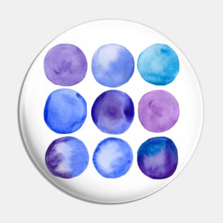 Watercolour blue dots Pin