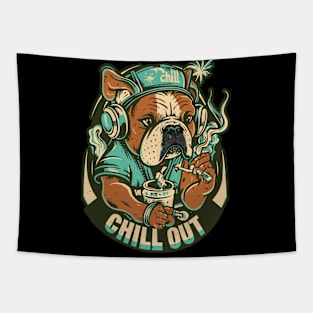 Pop Culture Bulldog in Hip Hop Gear Tapestry