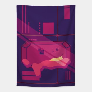 Cyberpunk Cat Sunset Bedroom Tapestry