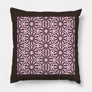 Fun Pink and Black Abstract Suns Pattern Pillow