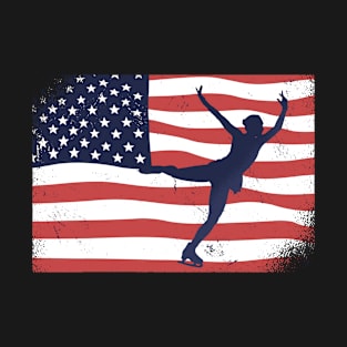 Ice Skating Usa/ An Ice Skating in Front of An American Flag ice skating T-Shirt