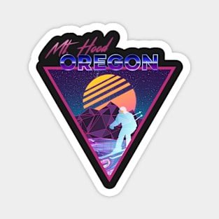 Retro Vaporwave Ski Mountain | Mt. Hood Oregon | Shirts, Stickers, and More! Magnet