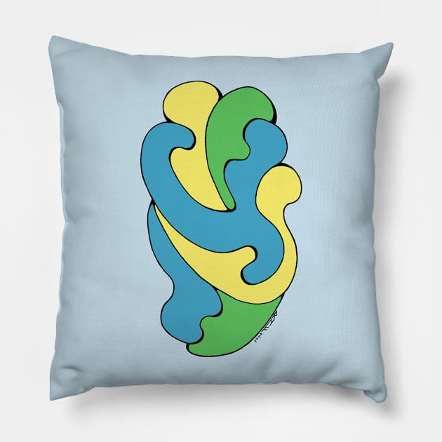 Embracing Curves (Yellow, Blue, Green) Pillow by AzureLionProductions