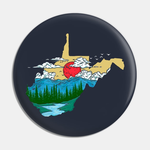 West Virginia Pride Outdoors Nature & Mountains Hiking Pin by GIANTSTEPDESIGN