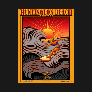 HUNTINGTON BEACH PIER CALIFORNIA SURFING T-Shirt