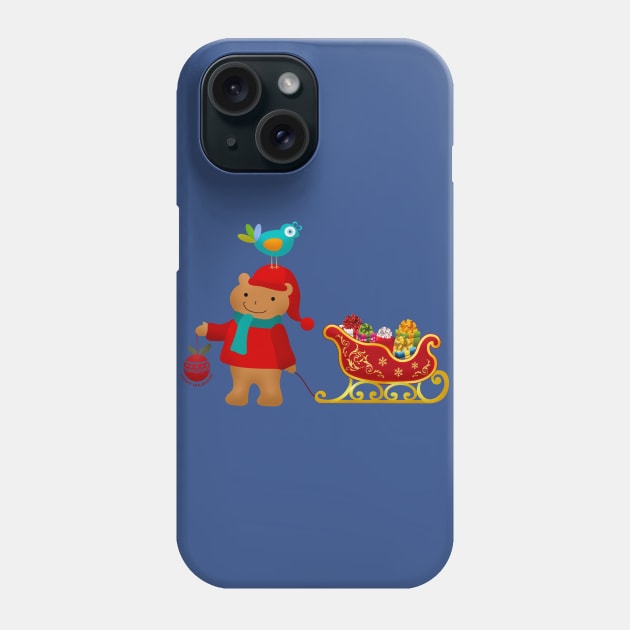 Merry Christmas Bear & Bird Phone Case by holidaystore