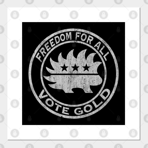 Libertarian Porcupine Freedom For All Vote Gold Logo White