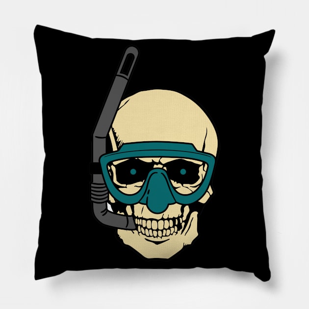 skull snorkel Pillow by 4ntler