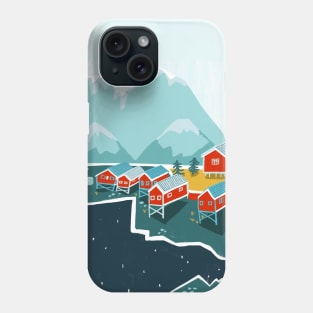 Red house in Norway on the ice Phone Case