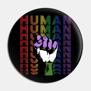 Pride LGBT Strong Hand Genderqueer human Gay Rainbow Gift Pin