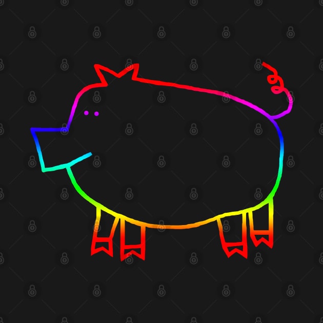 Pig Rainbow Line Drawing by ellenhenryart