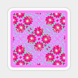 Red flowers symmetric pattern Magnet