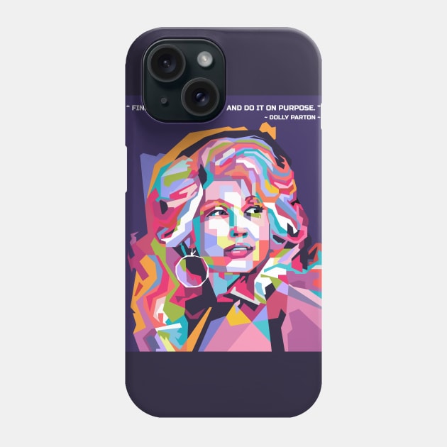 Abstract Dolly Parton and her quotes in WPAP Phone Case by smd90